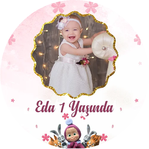 Maşa İle Koca Ayı Temalı yuvarlak Açacak Magneti